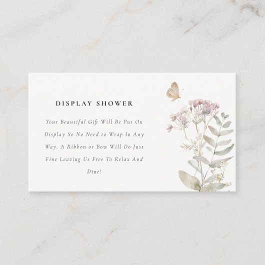 薄紫野草植物展示赤ちゃんシャワー エンクロージャーカード (正面)