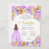 薄紫金ゴールドプリンセスグリッターティアラキンセアニェラ 招待状 (正面)