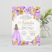 薄紫金ゴールドプリンセスグリッターティアラキンセアニェラ 招待状 (スタンド正面)