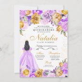 薄紫金ゴールドプリンセスグリッターティアラキンセアニェラ 招待状 (正面)