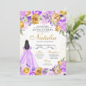 薄紫金ゴールドプリンセスグリッターティアラキンセアニェラ 招待状 (スタンド正面)