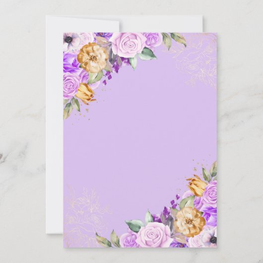 薄紫金ゴールドプリンセスグリッターティアラキンセアニェラ 招待状 (裏面)