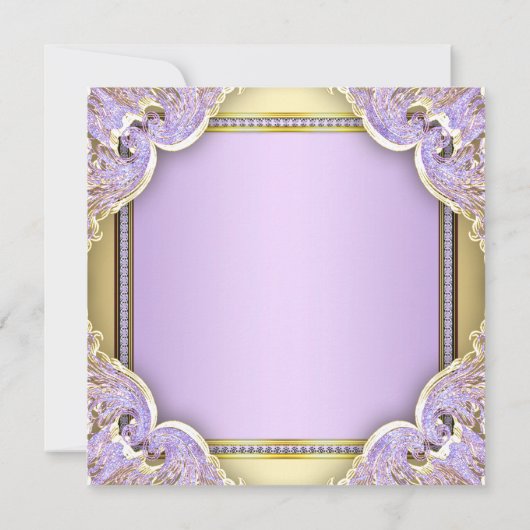 薄紫金ゴールド民族プリンセスベビーシャワー招待状 招待状 (裏面)