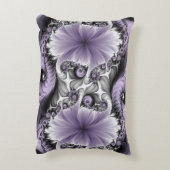 薄紫錯覚抽象芸術フローラフラクタル美術ファンタジー アクセントクッション (裏面(縦))