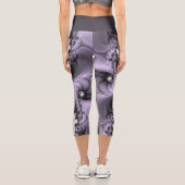 薄紫錯覚抽象芸術フローラフラクタル美術ファンタジー カプリレギンス (裏面)