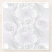 薄紫錯覚抽象芸術フローラフラクタル美術ファンタジー ガラスコースター (裏面)