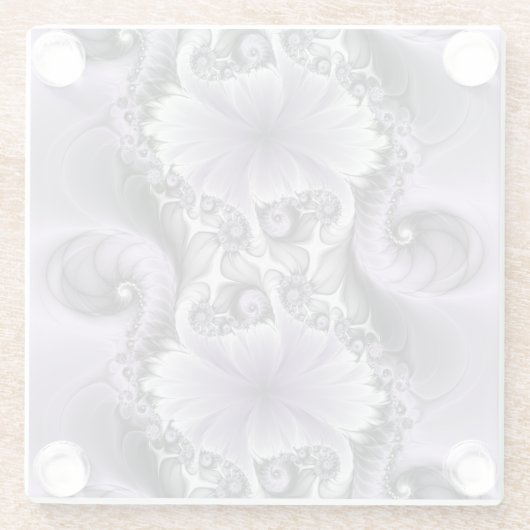 薄紫錯覚抽象芸術フローラフラクタル美術ファンタジー ガラスコースター (裏面)