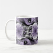 薄紫錯覚抽象芸術フローラフラクタル美術ファンタジー コーヒーマグカップ (左)