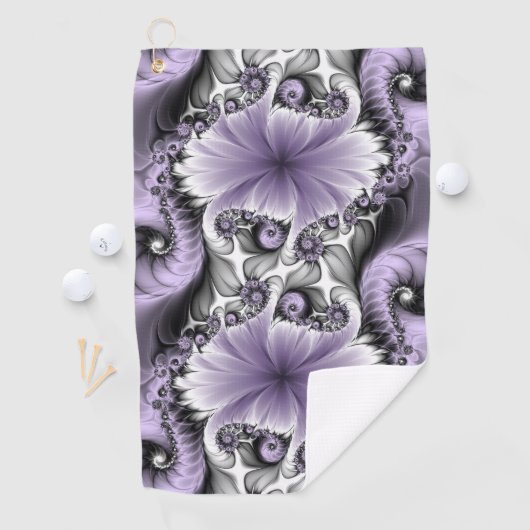 薄紫錯覚抽象芸術フローラフラクタル美術ファンタジー ゴルフタオル (インサイチュ)