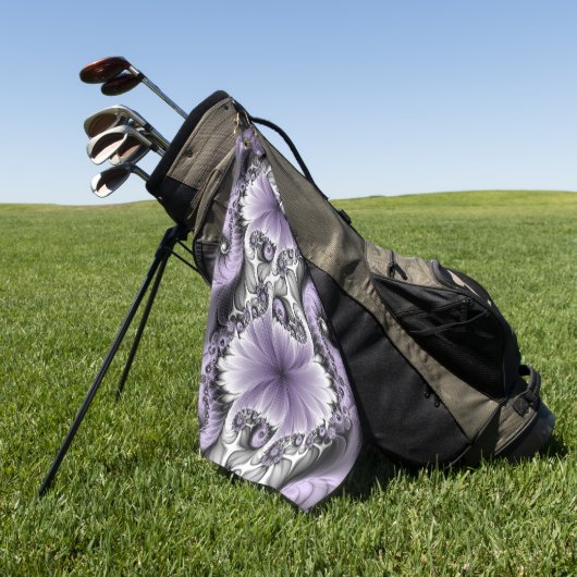 薄紫錯覚抽象芸術フローラフラクタル美術ファンタジー ゴルフタオル (グリーン)