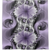 薄紫錯覚抽象芸術フローラフラクタル美術ファンタジー シャワーカーテン (正面)