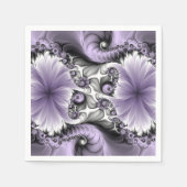 薄紫錯覚抽象芸術フローラフラクタル美術ファンタジー スタンダードカクテルナプキン (正面)