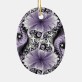 薄紫錯覚抽象芸術フローラフラクタル美術ファンタジー セラミックオーナメント (裏面)