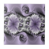薄紫錯覚抽象芸術フローラフラクタル美術ファンタジー タイル (正面)