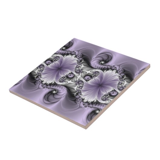 薄紫錯覚抽象芸術フローラフラクタル美術ファンタジー タイル (側面)