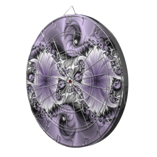 薄紫錯覚抽象芸術フローラフラクタル美術ファンタジー ダーツボード (正面右)