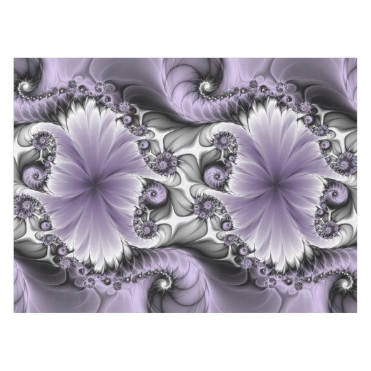 薄紫錯覚抽象芸術フローラフラクタル美術ファンタジー テーブルクロス (正面(横))