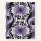 薄紫錯覚抽象芸術フローラフラクタル美術ファンタジー ノートブック (正面)