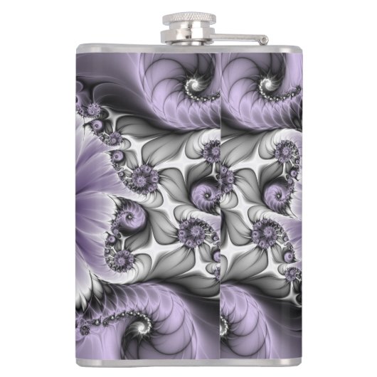 薄紫錯覚抽象芸術フローラフラクタル美術ファンタジー フラスク (裏面)