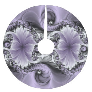 薄紫錯覚抽象芸術フローラフラクタル美術ファンタジー ブラッシュドポリエステルツリースカート