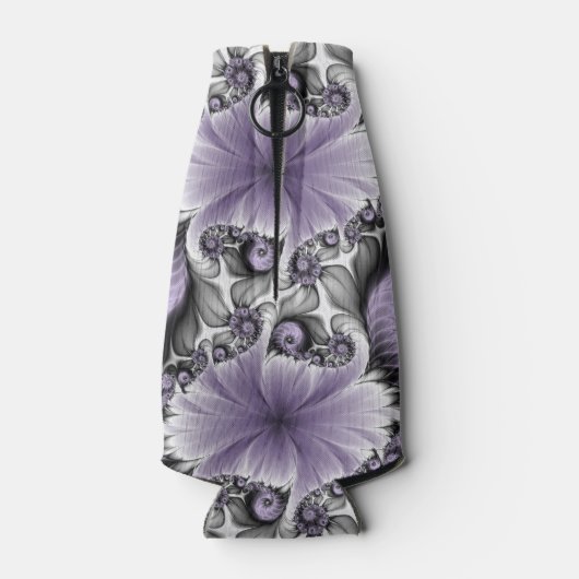 薄紫錯覚抽象芸術フローラフラクタル美術ファンタジー ボトルクーラー (裏面)