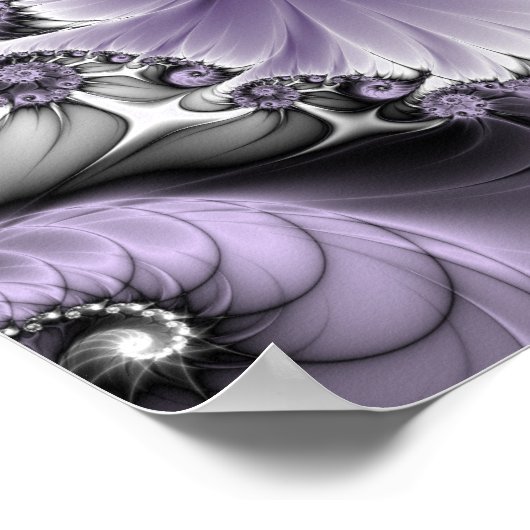 薄紫錯覚抽象芸術フローラフラクタル美術ファンタジー ポスター (角)
