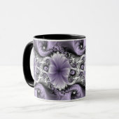 薄紫錯覚抽象芸術フローラフラクタル美術ファンタジー マグカップ (正面左)