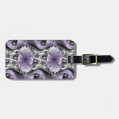 薄紫錯覚抽象芸術フローラフラクタル美術ファンタジー ラゲッジタグ (正面横)