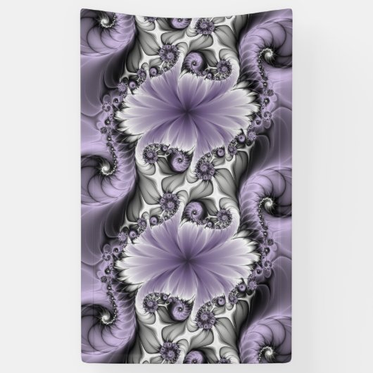 薄紫錯覚抽象芸術フローラフラクタル美術ファンタジー 横断幕 (縦)