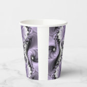 薄紫錯覚抽象芸術フローラフラクタル美術ファンタジー 紙コップ (左)