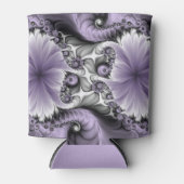 薄紫錯覚抽象芸術フローラフラクタル美術ファンタジー 缶クーラー (正面)