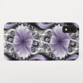 薄紫錯覚抽象芸術フローラフラクタル美術ファンタジー Case-Mate iPhoneケース (裏面(横))