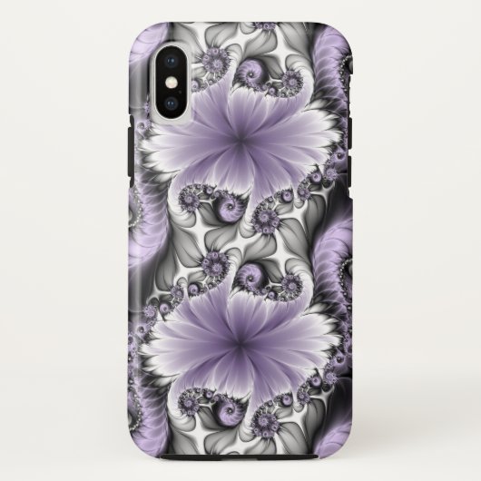 薄紫錯覚抽象芸術フローラフラクタル美術ファンタジー Case-Mate iPhoneケース (裏面)