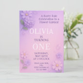 薄紫開花バブル1st誕生日魔法 招待状 (スタンド正面)