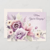 薄紫開花マザーズデイカード ポストカード (正面/裏面)