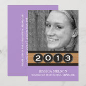 薄紫階級鍵卒業招待状 招待状 (正面/裏面)