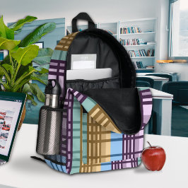 薄紫青金ゴールドの緑のパ市松模様にタエレガントーン プリントバックパック