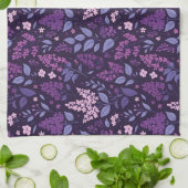 薄紫鮮やか花柄 キッチンタオル (折り畳み)