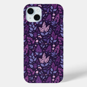 薄紫鮮やか花柄 iPhone 15 MINIケース