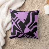薄紫黒対角抽象芸術音波模様 クッション (ブランケット)