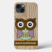 薄紫&アクアフクロウ木目ジグザグカラーの選択 Case-Mate iPhoneケース (裏面)