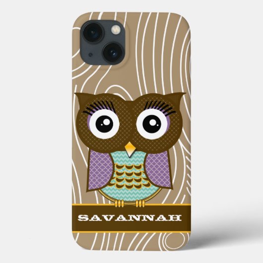 薄紫&アクアフクロウ木目ジグザグカラーの選択 Case-Mate iPhoneケース (裏面)