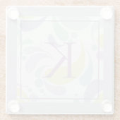 薄紫&グリーンパステルライトパターンモノグラム ガラスコースター (裏面)