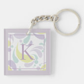 薄紫&グリーンパステルライトパターンモノグラム キーホルダー (裏面)