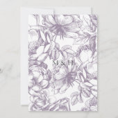 薄紫&グレー植物フローラ結婚式招待状 招待状 (裏面)