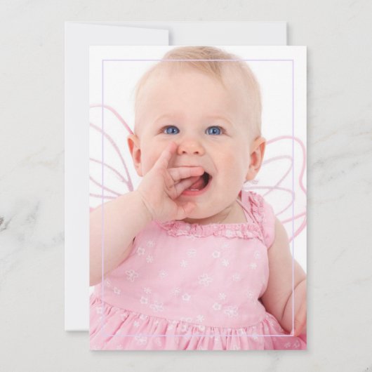 薄紫&シルバーフローラバプテスマまたは《キリスト教》洗礼式や命名式写真 招待状 (裏面)