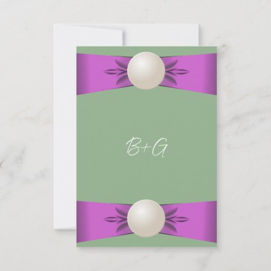 薄紫&セージグリーンパールリボンウェディングレセプション 招待状 (裏面)