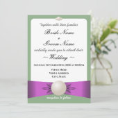 薄紫&セージ真珠リボン結婚式レセプション 招待状 (スタンド正面)
