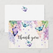 薄紫&バタフライサンキューカード サンキューカード (正面/裏面)