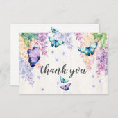 薄紫&バタフライサンキューカード サンキューカード (正面/裏面)